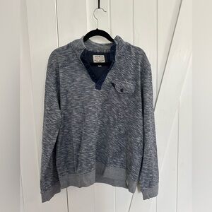 Lucky Brand Men's Heathered Navy Crewneck Henley Sweater - Large